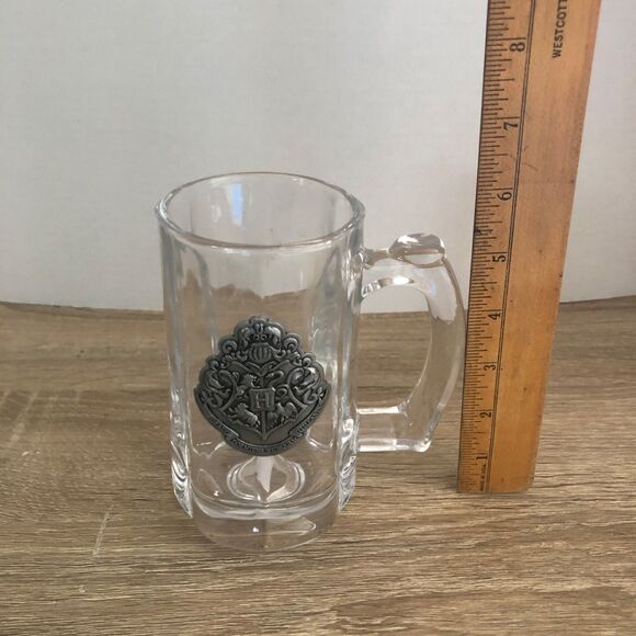 Harry Potter Butterbeer Glass Mug Metal Emblem Hogwarts Crest Draco HP - Picture 2 of 5